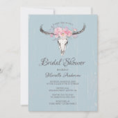 Rustige Cow Skull Boho Blush Floral B Vrijgezellen Kaart (Voorkant)