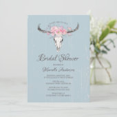 Rustige Cow Skull Boho Blush Floral B Vrijgezellen Kaart (Staand voorkant)