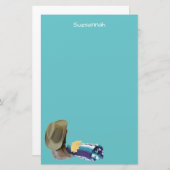 Rustige Cowboy Boots Pet Blue Paars Blanket Custom Briefpapier (Voorkant / Achterkant)