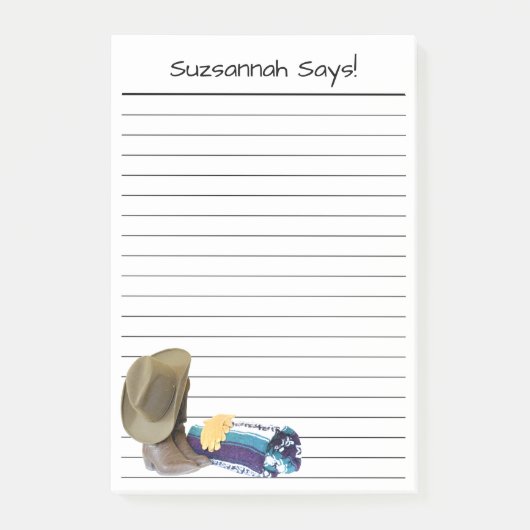 Rustige Cowboy Boots Pet Blue Paars Custom Lined Post-it® Notes (Voorkant)