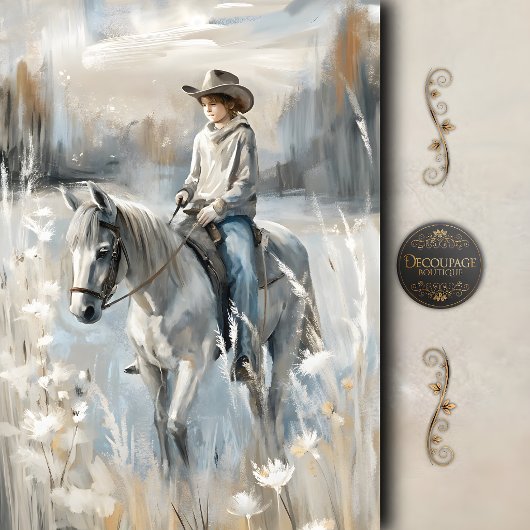 Rustige Cowboy Dromen Decoupage Tissuepapier