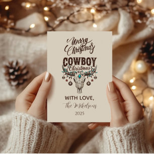 Rustige Cowboy Kerstmis Feestdagenkaart