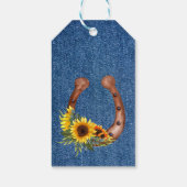 Rustige cowboylaarzen en pet-zonnebloemen denim cadeaulabel (Achterkant)