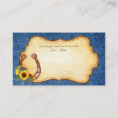 Rustige cowboylaarzen en pet-zonnebloemen denim informatiekaartje (Achterkant)