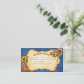 Rustige cowboylaarzen en pet-zonnebloemen denim informatiekaartje (Staand voorkant)