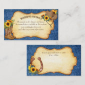 Rustige cowboylaarzen en pet-zonnebloemen denim informatiekaartje (Voorkant / Achterkant)