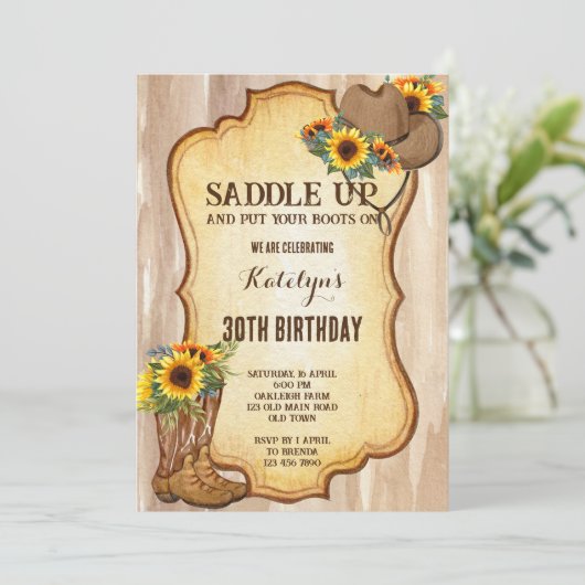 Rustige cowboylaarzen en waterverf van petten zonn kaart (Staand voorkant)