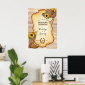 Rustige cowboylaarzen en waterverf van petten zonn poster (Thuiskantoor)