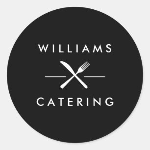 Rustige Crossed Fork Knife Logo Ronde Sticker