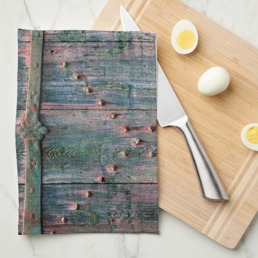 Rustige decoratieve houten poort theedoek (Quarter Fold)