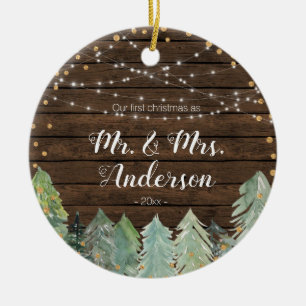 Rustige denboom Onze eerste Kerstmis Keramisch Ornament