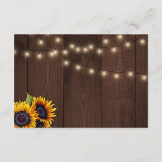 Rustige details over de bruiloft van zonnebloemen informatiekaartje (Achterkant)