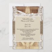 Rustige deur Wedding Beige White Lace Wood Burlap Kaart (Achterkant)