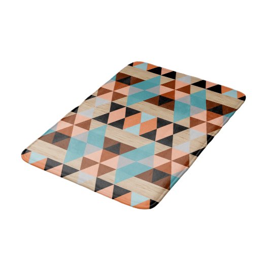 Rustige Diamond Squares Triangles Wood Art Pattern Badmat (Gekanteld)