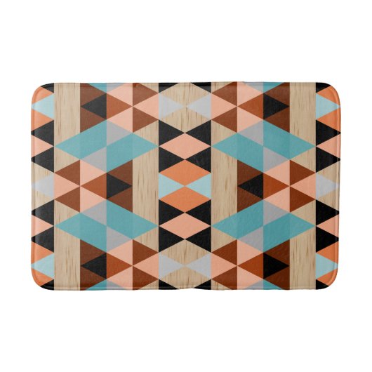 Rustige Diamond Squares Triangles Wood Art Pattern Badmat (Voorkant)