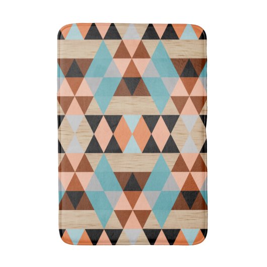 Rustige Diamond Squares Triangles Wood Art Pattern Badmat (Voorkant Verticaal)