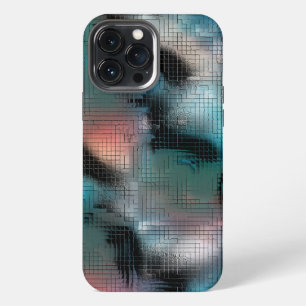 Rustige donker cyaan vlekken in vierkant mozaïek e iPhone 13 pro max hoesje