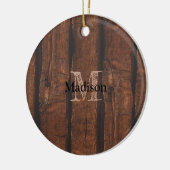 Rustige, donkerbruin, oud hout Monogram Keramisch Ornament (Links)
