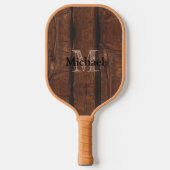 Rustige, donkerbruin, oud hout Monogram Pickleball Paddle (Voorkant)
