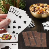 Rustige, donkerbruin, oud hout Monogram Pokerkaarten (Insitu)