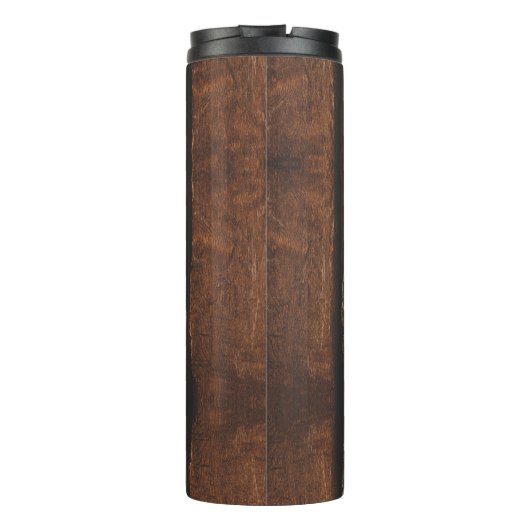 Rustige, donkerbruin, oud hout Monogram Thermosbeker (Achterkant)