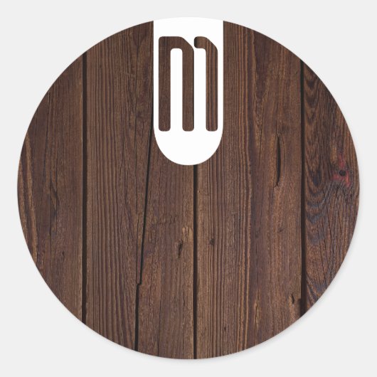 Rustige, donkerbruine houten flank landstijl ronde sticker (Voorkant)