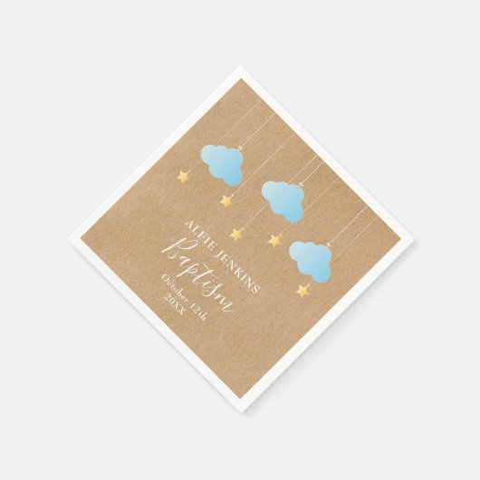 Rustige doopfeest uitnodiging voor baby jongen met servet (Hoek)