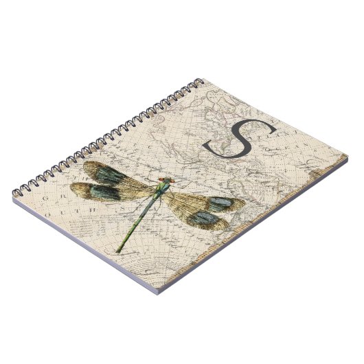 Rustige dragonfly-monogram notitieboek (Linkerzijde)