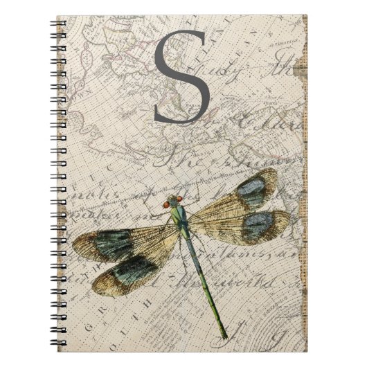 Rustige  dragonfly-monogram notitieboek (Voorkant)