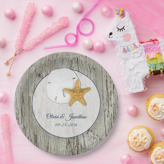 Rustige driftwood en dollair huwelijk papieren bordje (Feest)