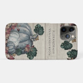 Rustige Dusty Blue Pumpkin laat grijs hout vallen Case-Mate iPhone Case (Achterkant (horizontaal))