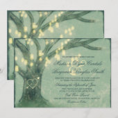 Rustige eikenboom Mason Jar Lights Wedding Invites Kaart (Voorkant / Achterkant)