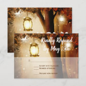 Rustige eikenboomkleppen die de RSVP-kaarten verbr RSVP Kaartje (Voorkant / Achterkant)