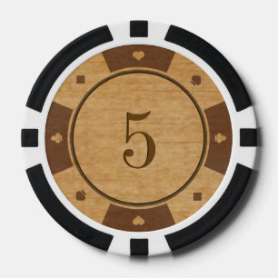Rustige eikenhout Casino Style Poker Chips