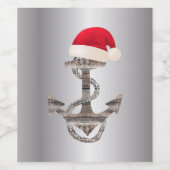 Rustige elegant ANCHOR + zilvergradiënt | Wijn Etiket (Enkel label)