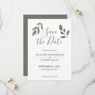 Rustige elegante botanische waterverf verlaat brui save the date