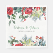 Rustige elegante florale moderne kerstbruiloft servet (Voorkant)