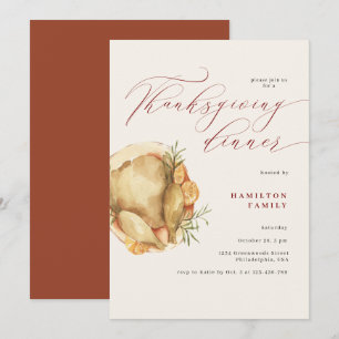 Rustige Elegante Thanksgiving Diner Turkije Kaart