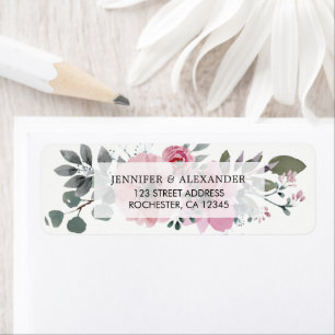 Rustige elegante waterverf botanische bruiloft etiket