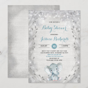 Rustige Elephant Baby shower Invitation Boy Shower Kaart