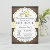 Rustige Elephant Baby shower Invitation Yellow Kaart (Staand voorkant)