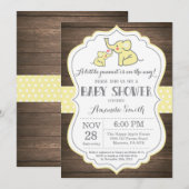 Rustige Elephant Baby shower Invitation Yellow Kaart (Voorkant / Achterkant)