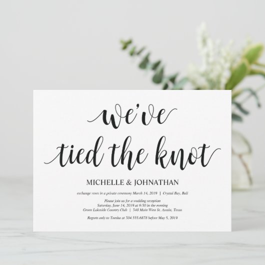 Rustige Elopement Reception Kaart (Staand voorkant)