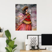 Rustige Ember Fee en Uil Fantasy Kunst Poster (Thuiskantoor)