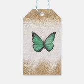 Rustige Emerald Green Gold Butterfly Cadeaulabel (Achterkant)