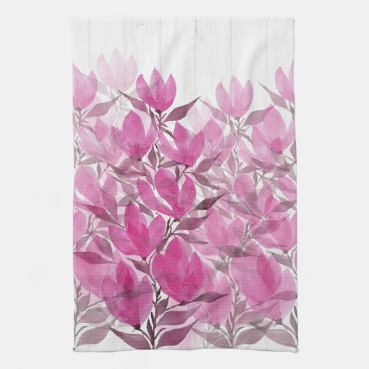 Rustige en roze Waterverf van wilde bloemen Theedoek (Verticaal)