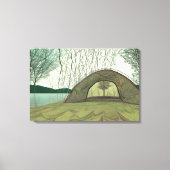 Rustige en vredige camping scene canvas afdruk (Voorkant)