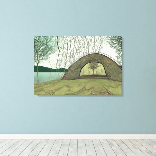 Rustige en vredige camping scene canvas afdruk (Insitu (Houten vloer))