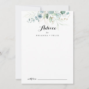 Rustige Eucalyptus Gold Floral Calligraphy Wedding Advieskaart
