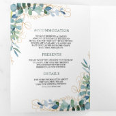 Rustige Eucalyptus Gold in één QR-code bruiloft Drieluik Uitnodiging (Binnenzijde eerst)